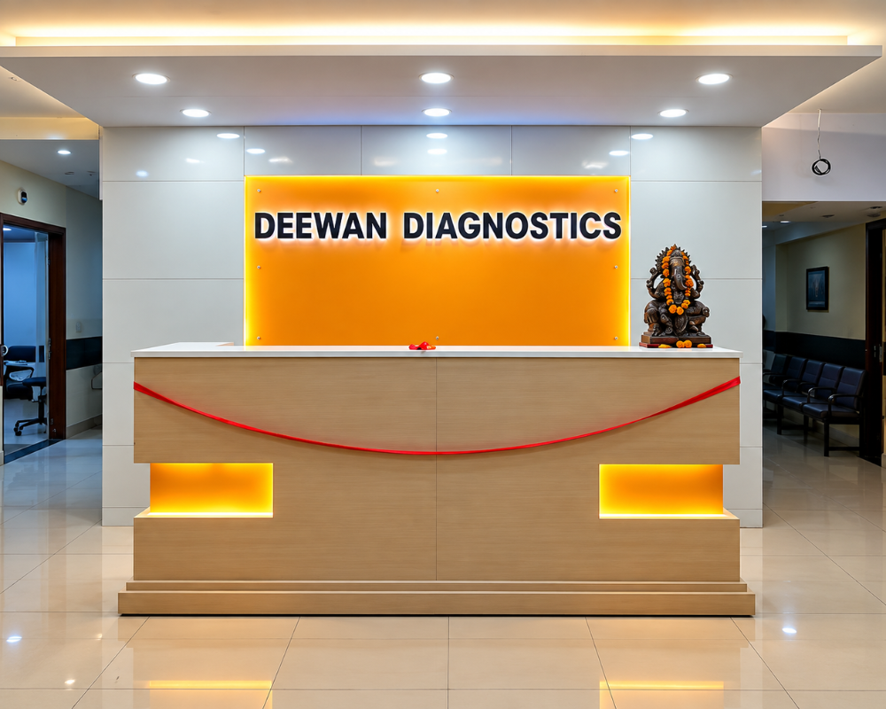 Reception and patient waiting area at Deewan Diagnostics Centre
